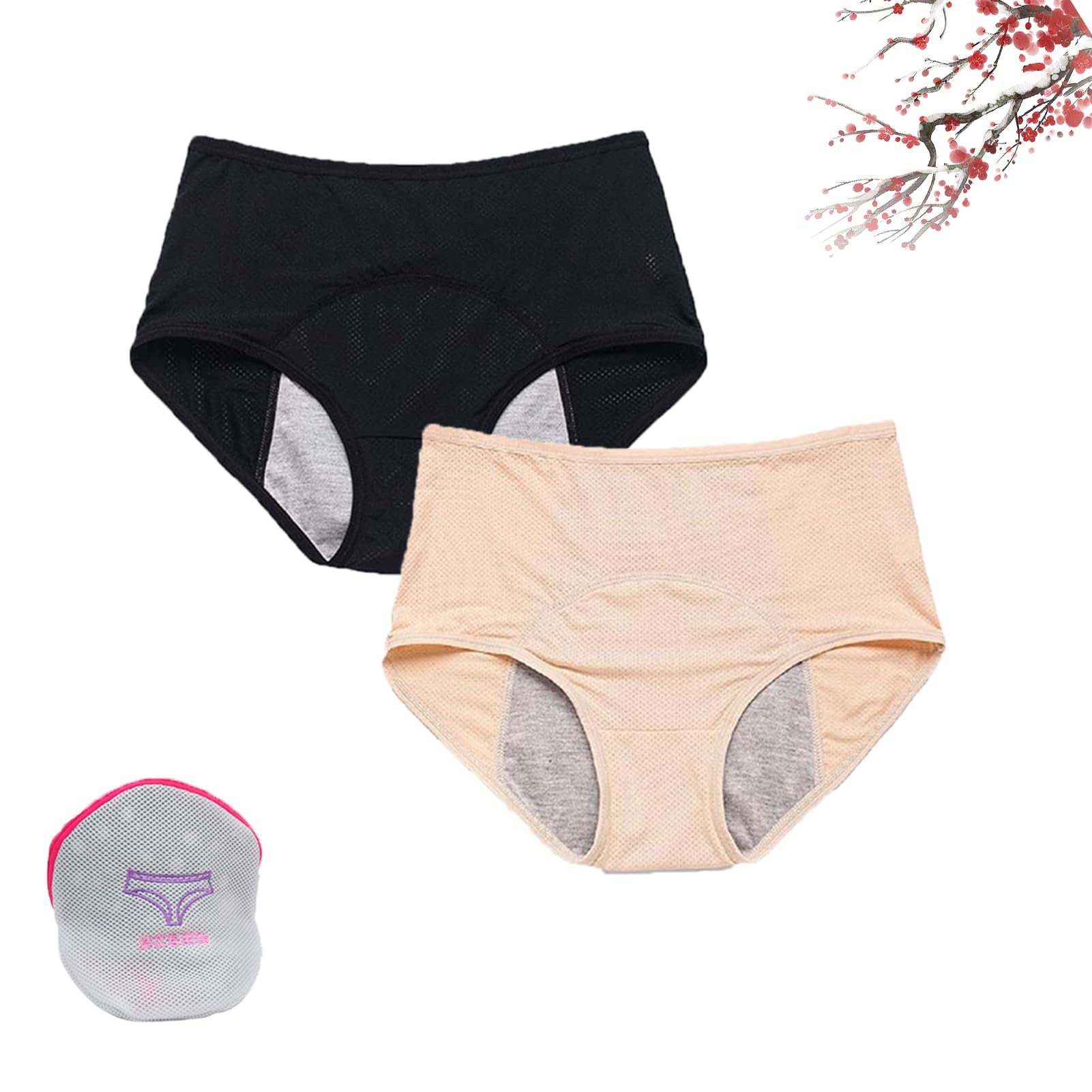 Hopasrisee Women's 2Pcs-C Everdries Leakproof Underwear, Everdries Leakproof Panties For Over 60 Incontinence, Plus Size Briefs (,2Xl)