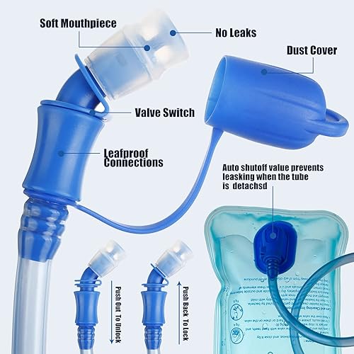 Miniatura 5 de Paquete de 3 mochilas de hidratación con bolsa de agua de 2 litros, paquete de hidratación con vejiga de hidratación, senderismo, correr, ciclismo,