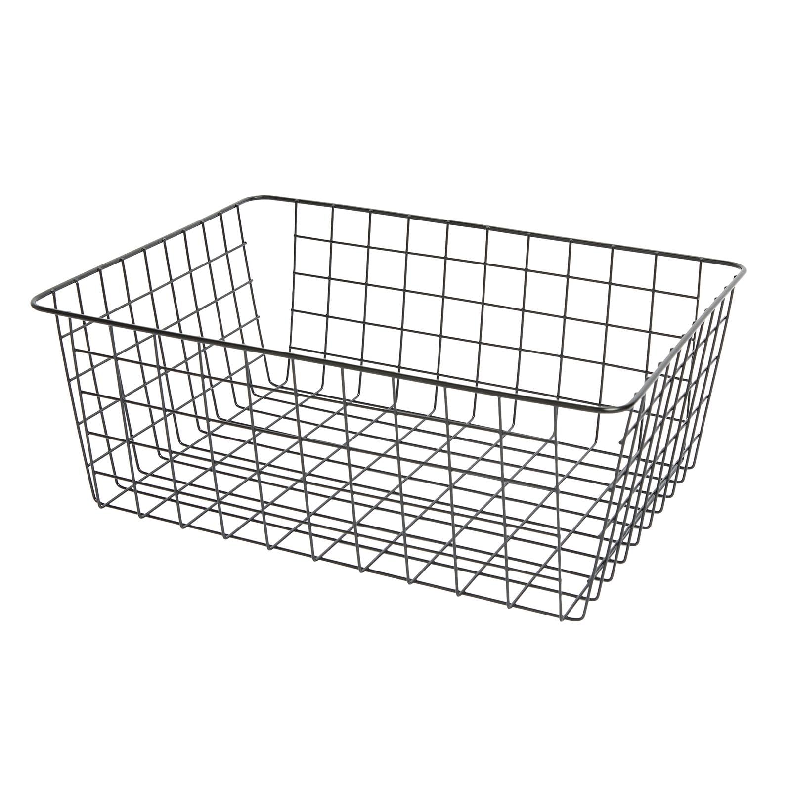 Ohs Black Wire Basket Storage Large Metal Basket Freezer Kitchen Storage,