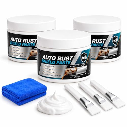 Car Metal Rust Repair Paste, 30ml Car Rust Shield Paste with Brush，3set | Metal Care for Door Seams, Chassis Components