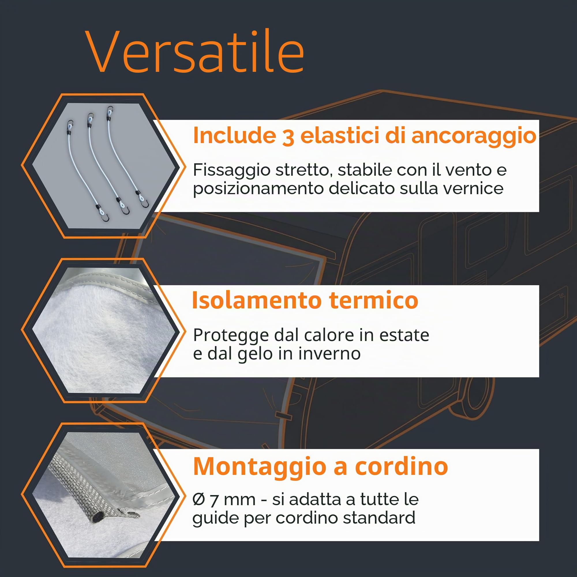 your GEAR Telone protettivo per roulotte, telo protettivo termico per roulotte, telone protettivo anteriore e posteriore (grigio, 165 x 160 cm (larghezza x lunghezza)