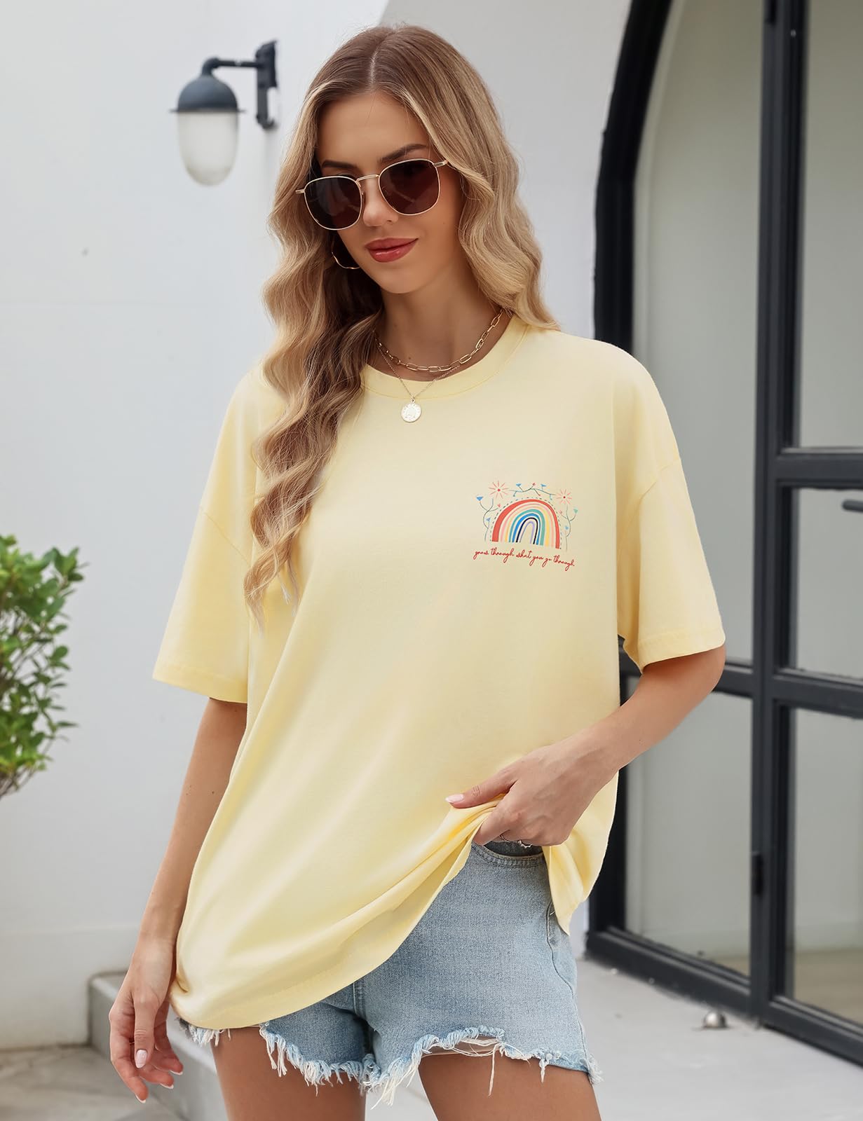 Koszulka damska oversize Bardzo szeroka koszulka z okrągłym dekoltem bawełniana koszulka z krótkim rękawem szykowna koszulka z nadrukiem top damski plus size top damski lato