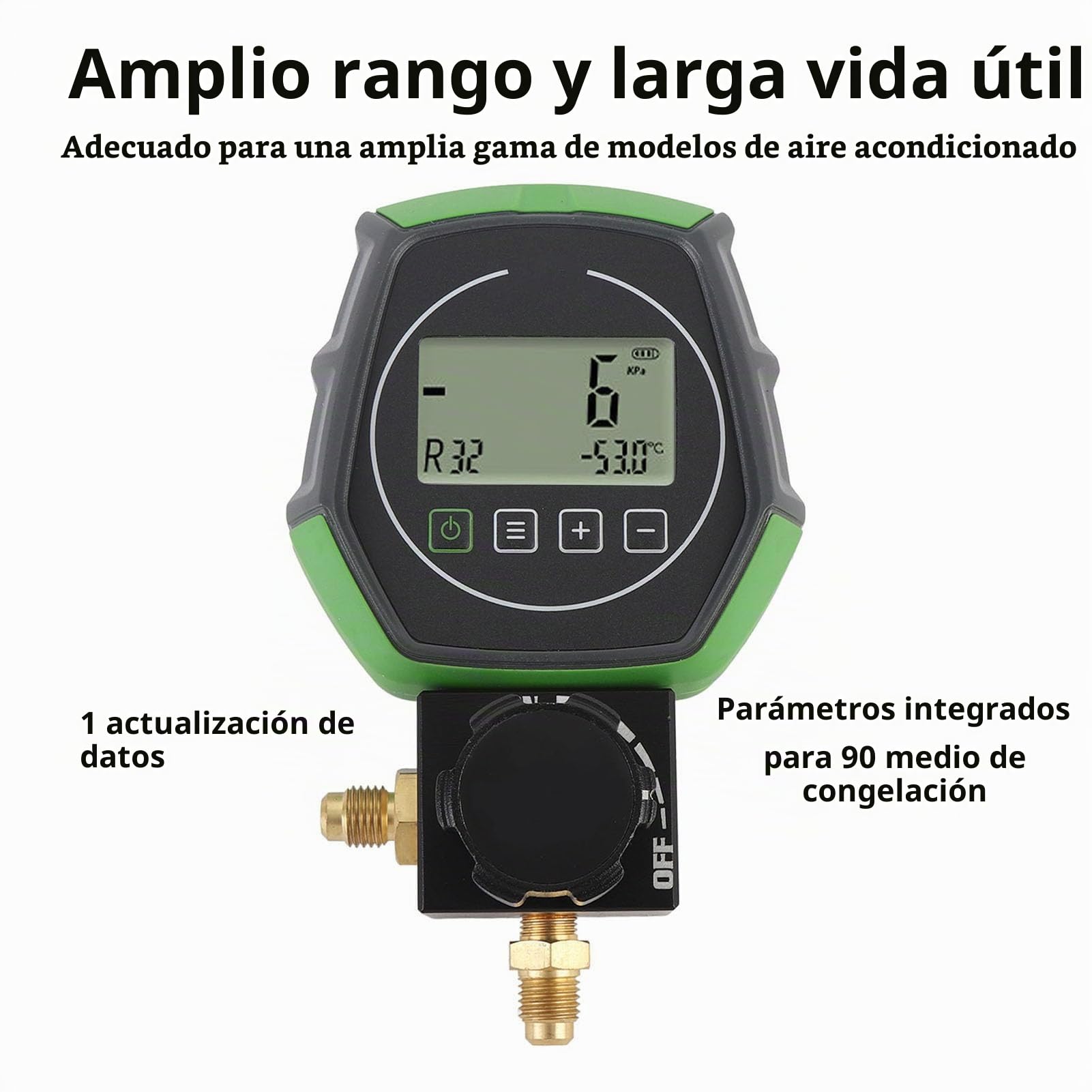 Medidor de Vacío Digital, Probador de Medidor de Vacío HVAC, Diseño de Válvula de Bola de 0-6000kPa, Ventana de Visualización HD, Alta Precisión para Mantenimiento e Instalación