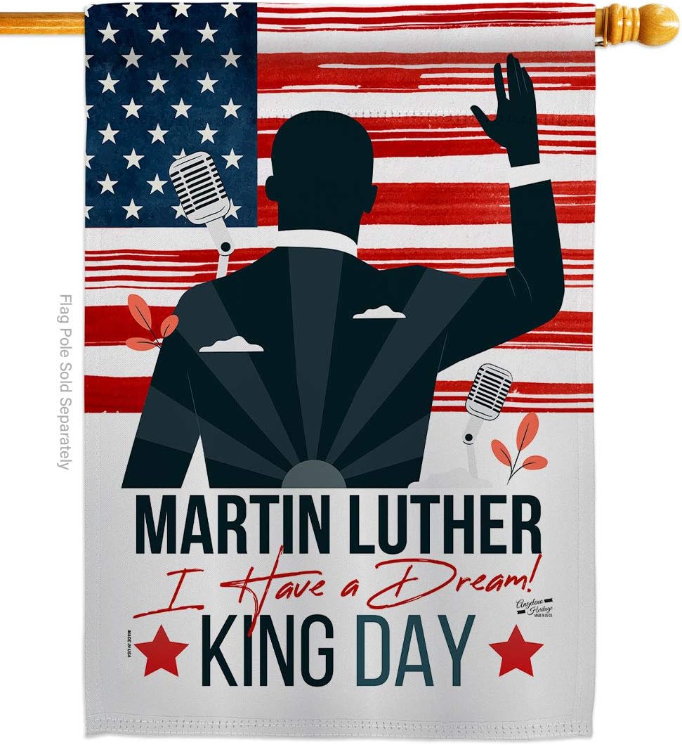 Martin Luther King Day House Flag Black History MLK Civil Right Stars United State American Small Decorative Gift Yard Banner Made In USA 28 X 40