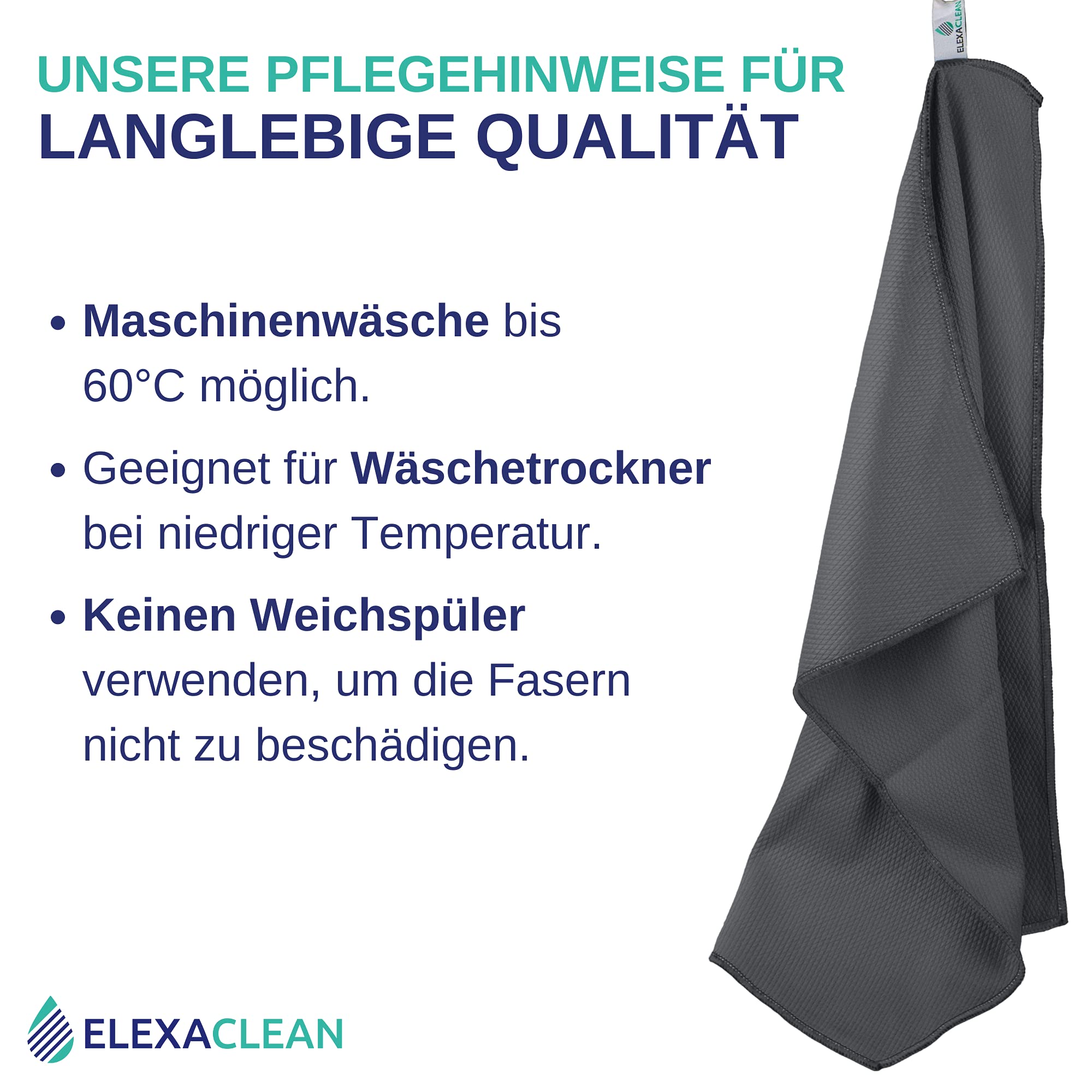 OXIRU Lot de 12 Chiffons en Microfibre Antracite 60x40 cm - Idéal pour Nettoyage de Voiture sans Traces, Lingettes Multifonctionnelles Durables et Efficaces