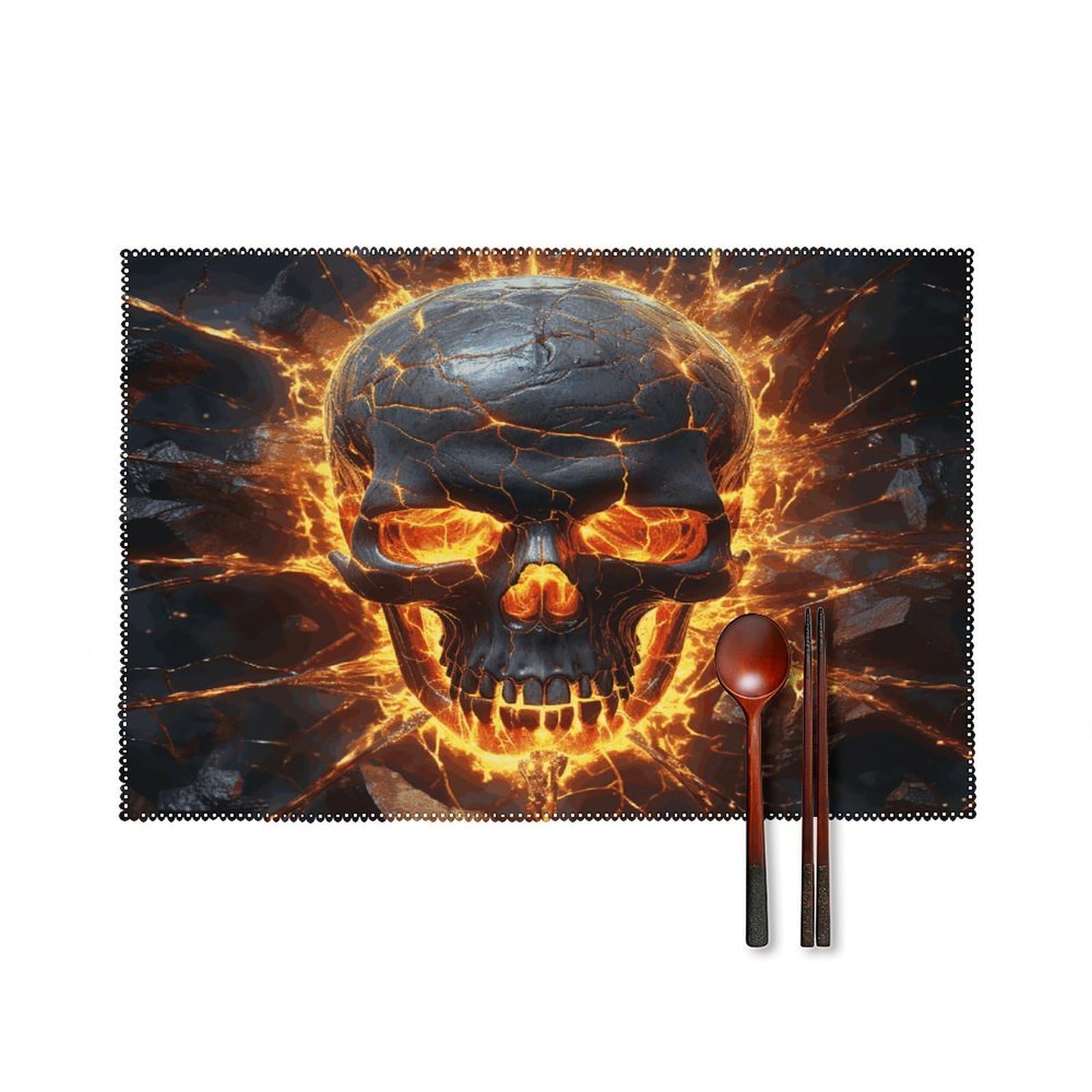 Fekiloot Style Shattering Of Skull Placemats Set Of 6,Table Mat