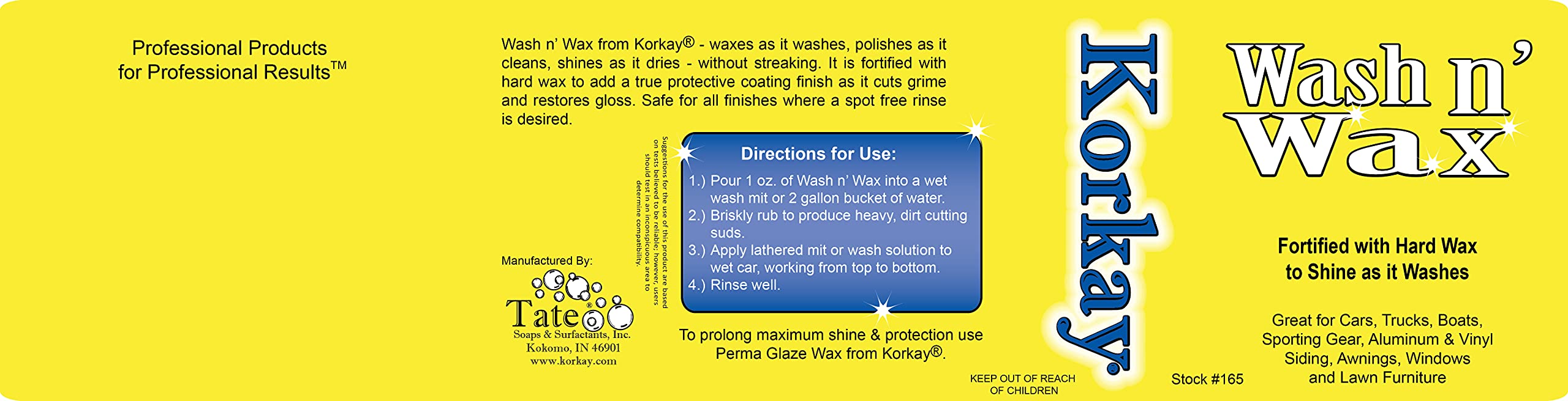 Korkay Wash n' Wax 1 gallon bottle