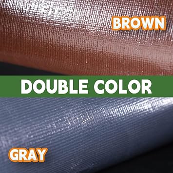 RAINDEWAY 8x8 Feet 18Mil Super Heavy Duty Tarp Waterproof Tarps Gray/Brown