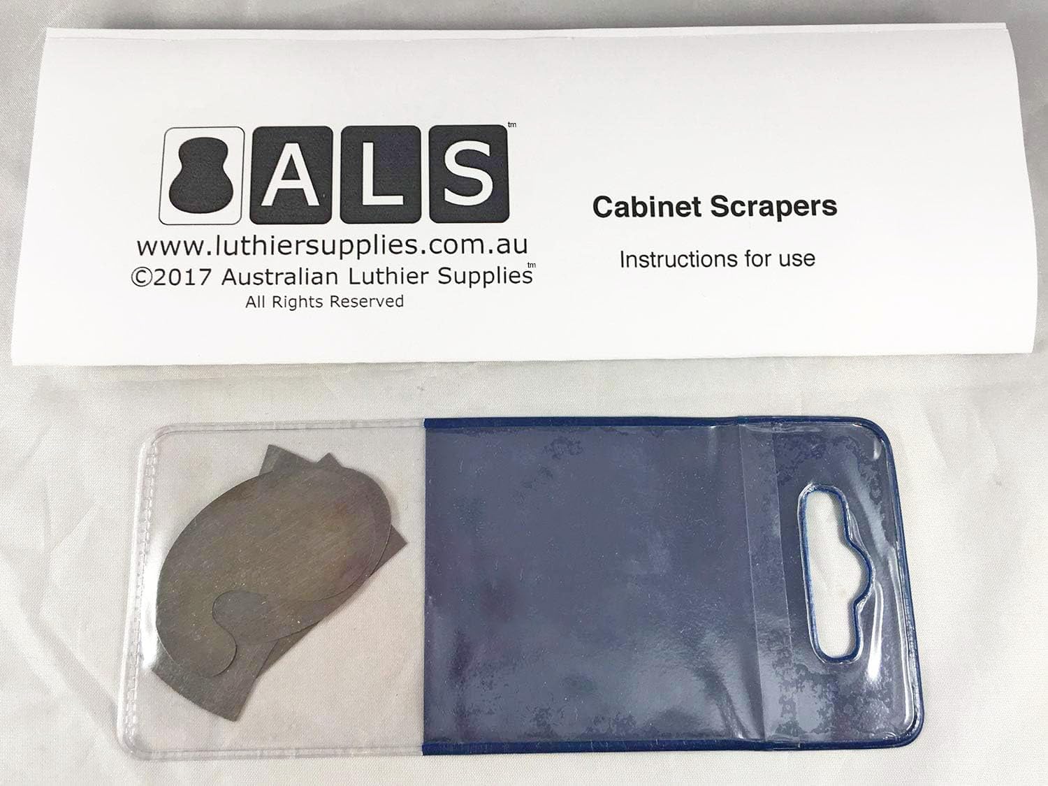 ALS Mini Cabinet Scraper Set of 4 with Instructions - for Woodwork & Guitar Making - Scrapers Made in Sheffield England - Instructions by Australian Luthier Supplies
