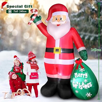 Père Noël gonflable, Cestall Noël Gonflable Extérieur Père Noël