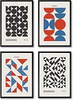 Studio Moien Bauhaus Modern Poszter Szett - 4 db A3 Művészeti Nyomat Kék, Piros, Fekete, Fehér és Bézs Színekben - Múzeumi Minőségű Faldekor 8