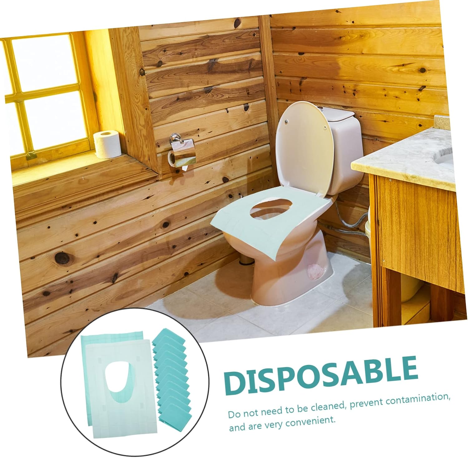 50pcs Round Padded Toilet Seat Cover Waterproof Disposable for Home Hotel Public Toilets