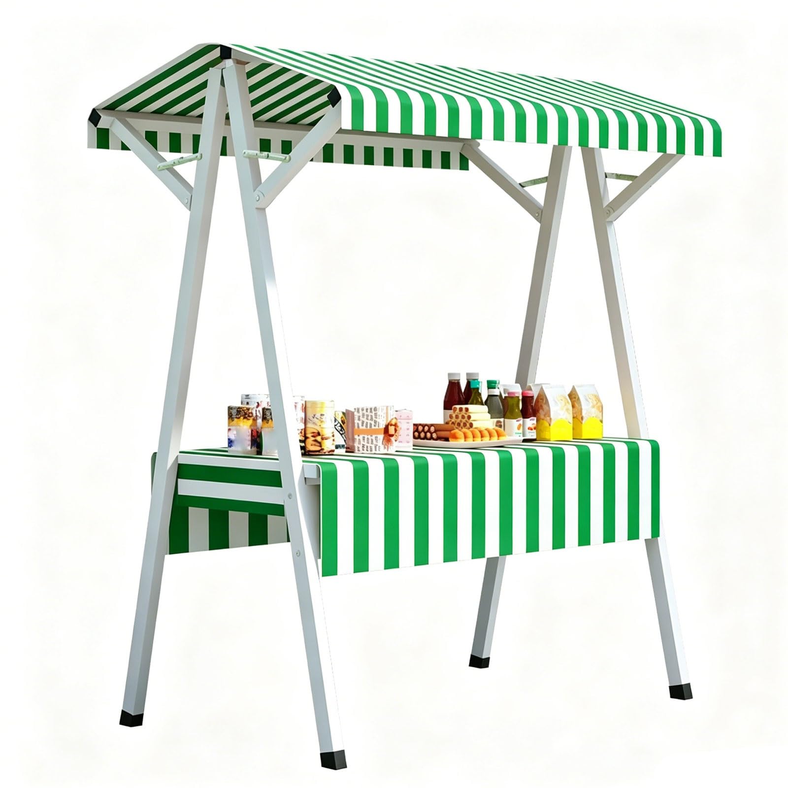 Farmers Market Display, Portable Vendor Cart with Canopy, Foldable Farm Stand Outdoor, for Roadside Sales(Green,190cm/75in)