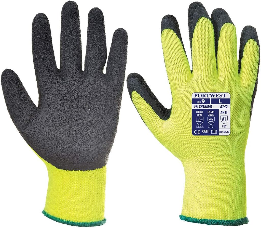 Portwest A140 Heavy Duty Thermal Grip Glove - Latex Black, Medium