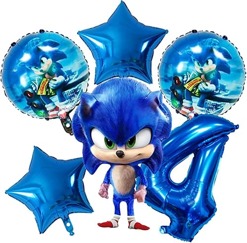 6 globos de erizo azul, suministros de fiesta de cumpleaños de erizo azul, adecuados para fiestas de cumpleaños de niños de 4 años y actividades disponible en Yaxa Peru