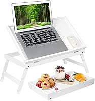 Vista 10 de Bandeja de cama para desayuno, bandeja de comida con patas plegables, bandeja de cocina para escritorios de regazo, portátil, computadora, sofá