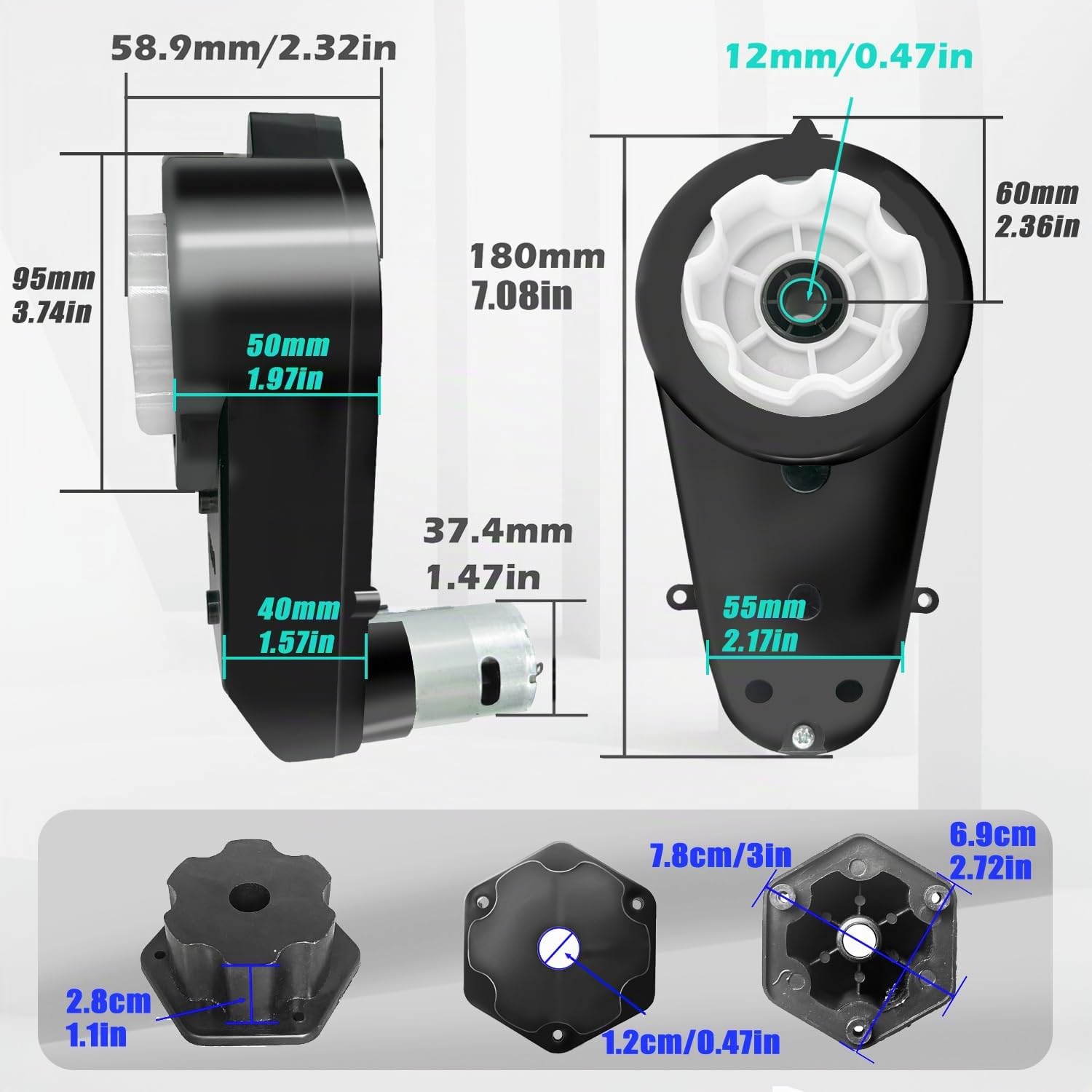 Lot de 2 moteurs haute vitesse 12 V RS550 40 000 tr/min pour voiture d'enfant, moteurs 12 V sont utilisés dans les pièces de rechange de véhicules pour enfants, coupleur gratuit