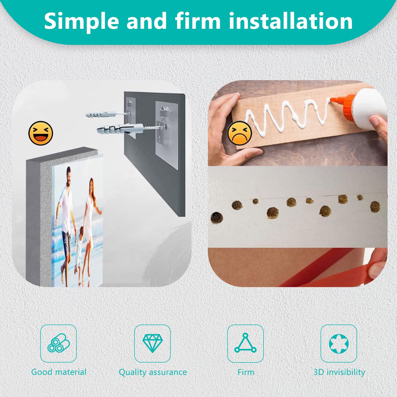 10x Bilderhaken Selbstklebend - Ohne Bohren Für Glatte Oberflächen