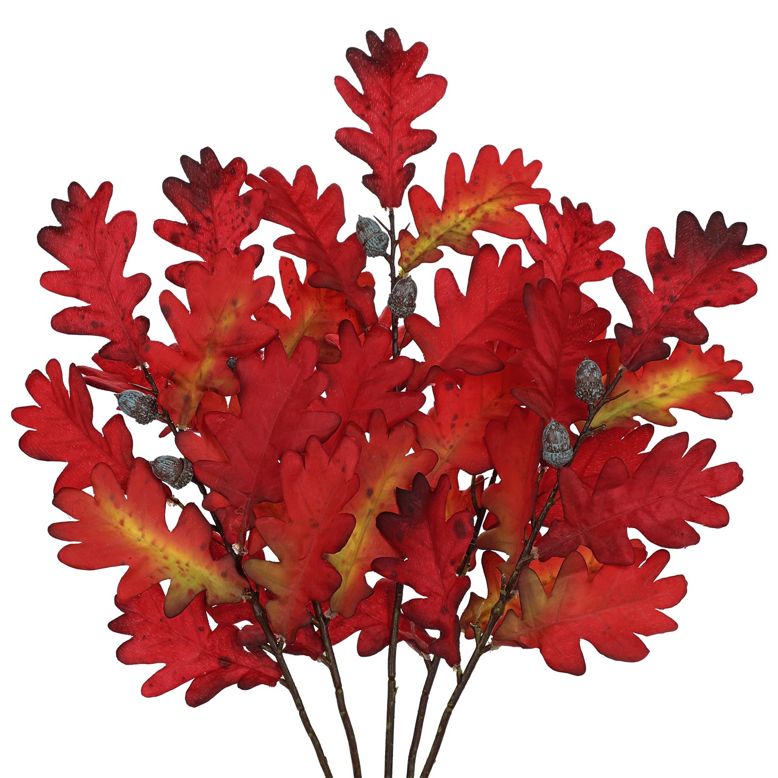 5 pcs Artificial Oak Leaf Stems, Faux Fall Branches for Autumn Decorations