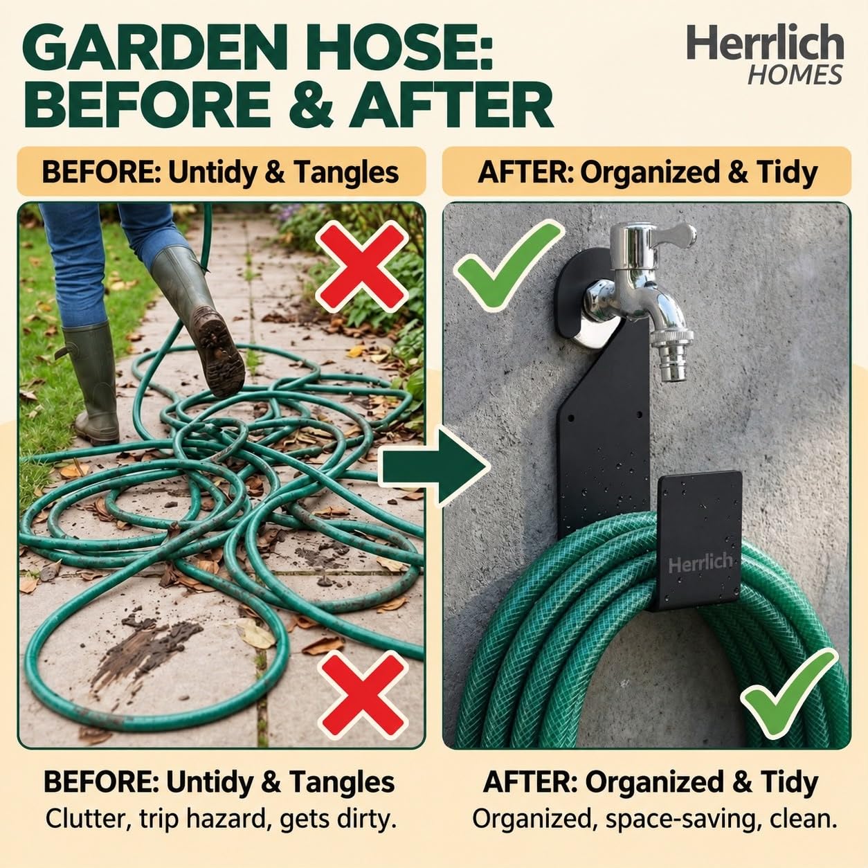 Metal Garden Hose Holder - Wall Mounted -4