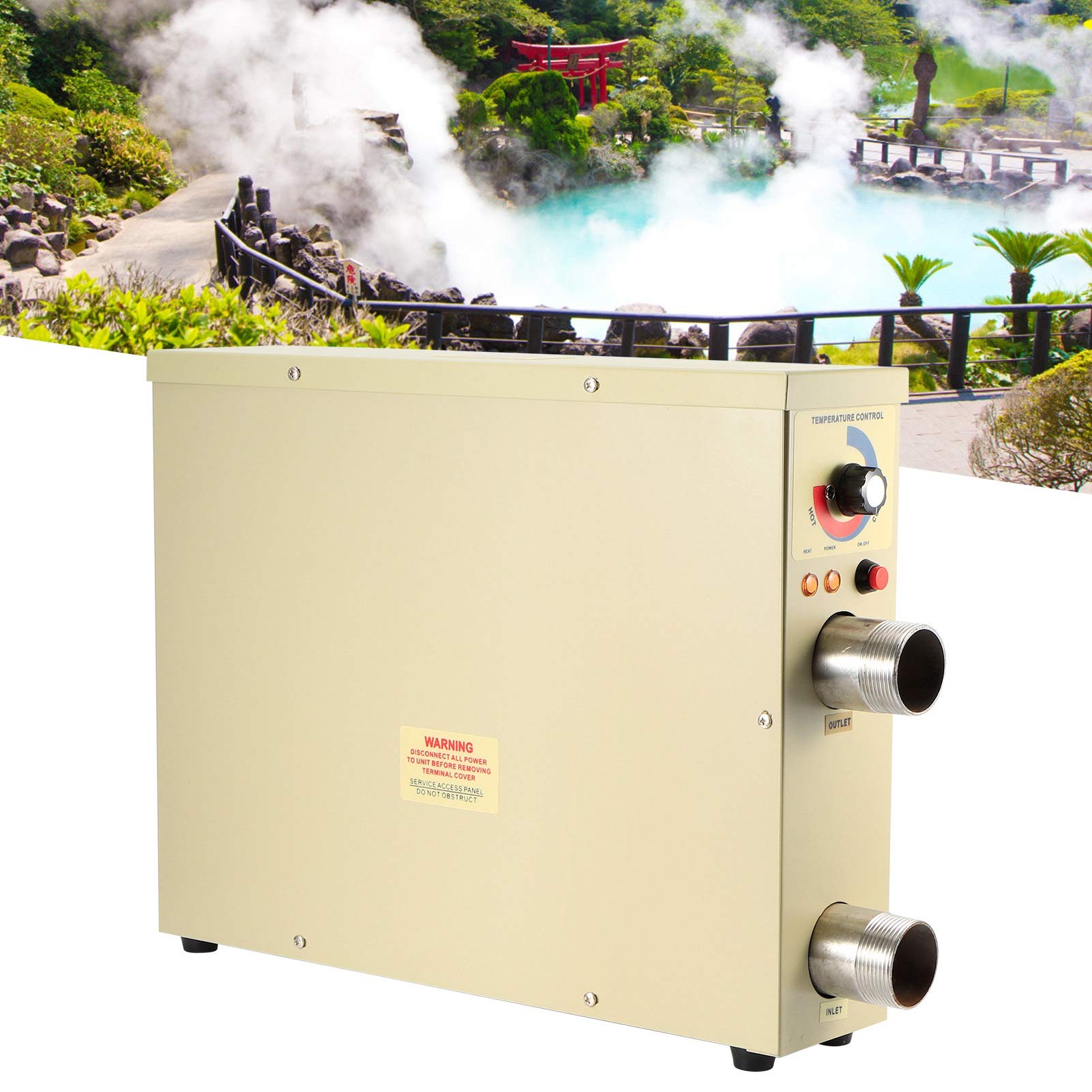 FTVOGUE Calentador de Agua Eléctrico con Termostato de 5,5 KW, Control Automático de Temperatura de Acero Inoxidable, Ideal para Piscinas Pequeñas, SPA y