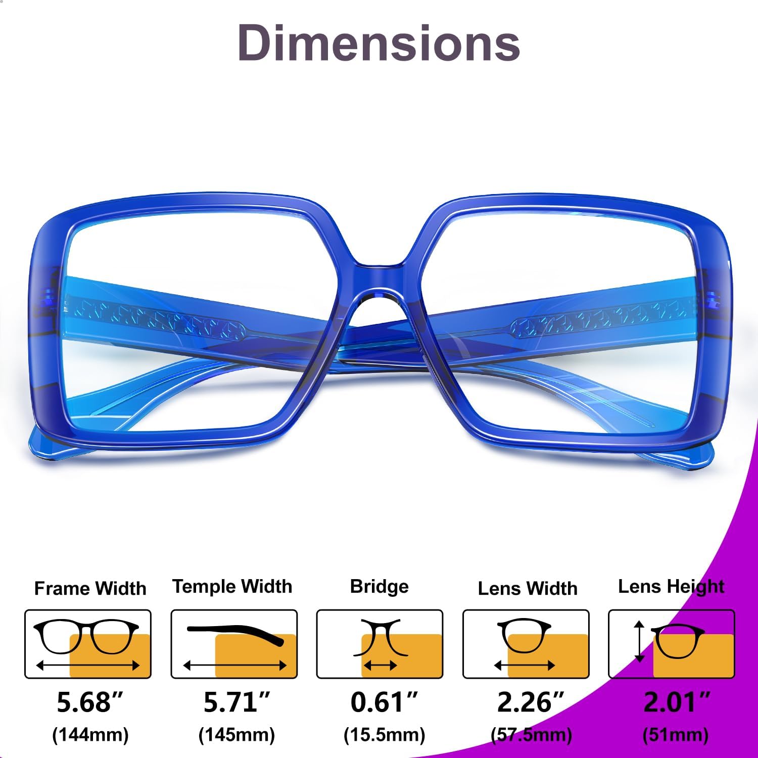 VISOONE Oversized TR90 Blue Light Blocking Glasses Fashion Accessories Non Prescription for Women Harvard - Image 7