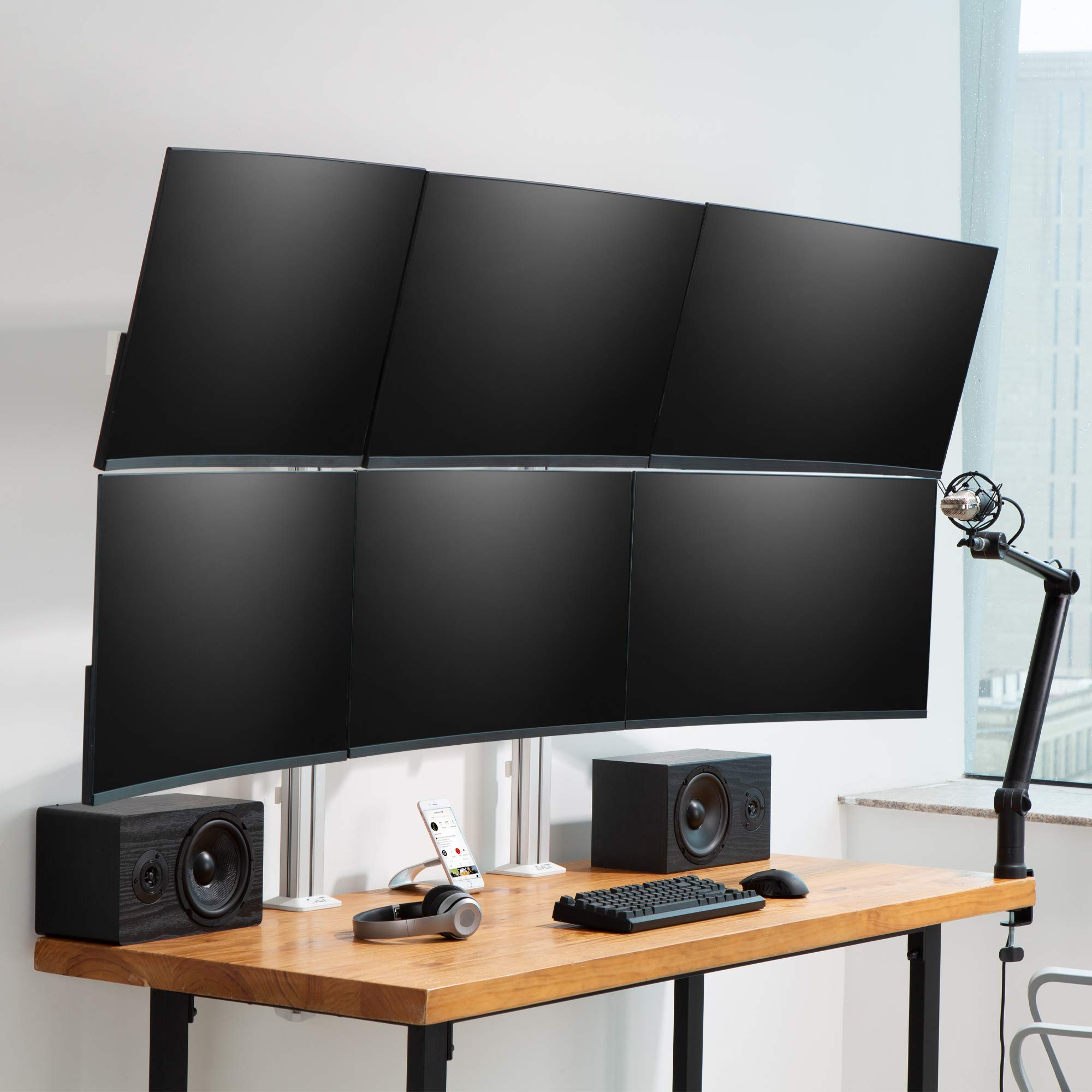 AVLT Hex 32" Monitor Desk Stand Mount Six (6) 17.6 lb Computer