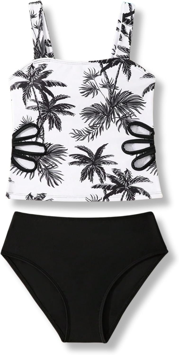 7-16 Years Girls 3-Piece Slim Fit Tankini Set - Crop Top, Bikini Bottom & Cover-Up Skirt Swimsuit - Image 4