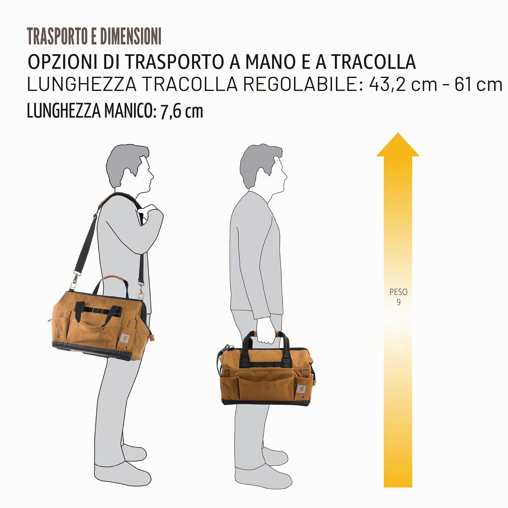 Carhartt Onsite - Borsa porta attrezzi, resistente all'acqua, borsa per attrezzi, pesante, 40,6 cm, 30 tasche, marrone Carhartt