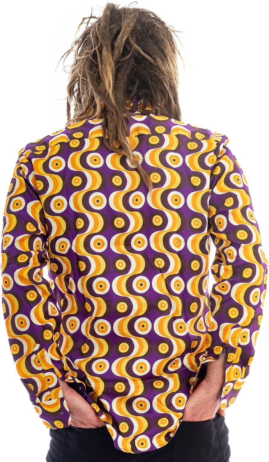 Men's 60s 70s Outfits Disco Hippie Floral Shirts Vintage Casual Paisley Pattern Long Sleeve Print Stylish Retro Button Down - Image 3