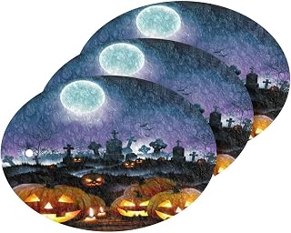 Halloween Pumpkin Tomb Moon Kitchen Sponges Cleaning Dish Sponges Non-Scratch Scrubber Sponge for Kitchen Bathroom Cars, pack of 3