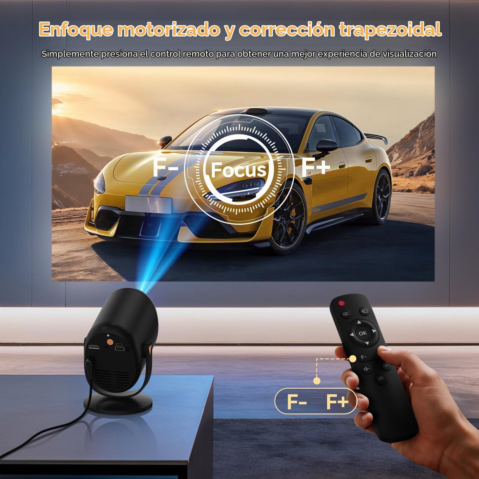 Mini Proyector con WiFi 6 y Bluetooth 5.4, Proyector portátil Nativo 1080P, 180° Rotable, Pantalla de hasta 180 Pulgadas, Altavoz Integrado con HDMI/TV Stick/Memory Stick/Laptop