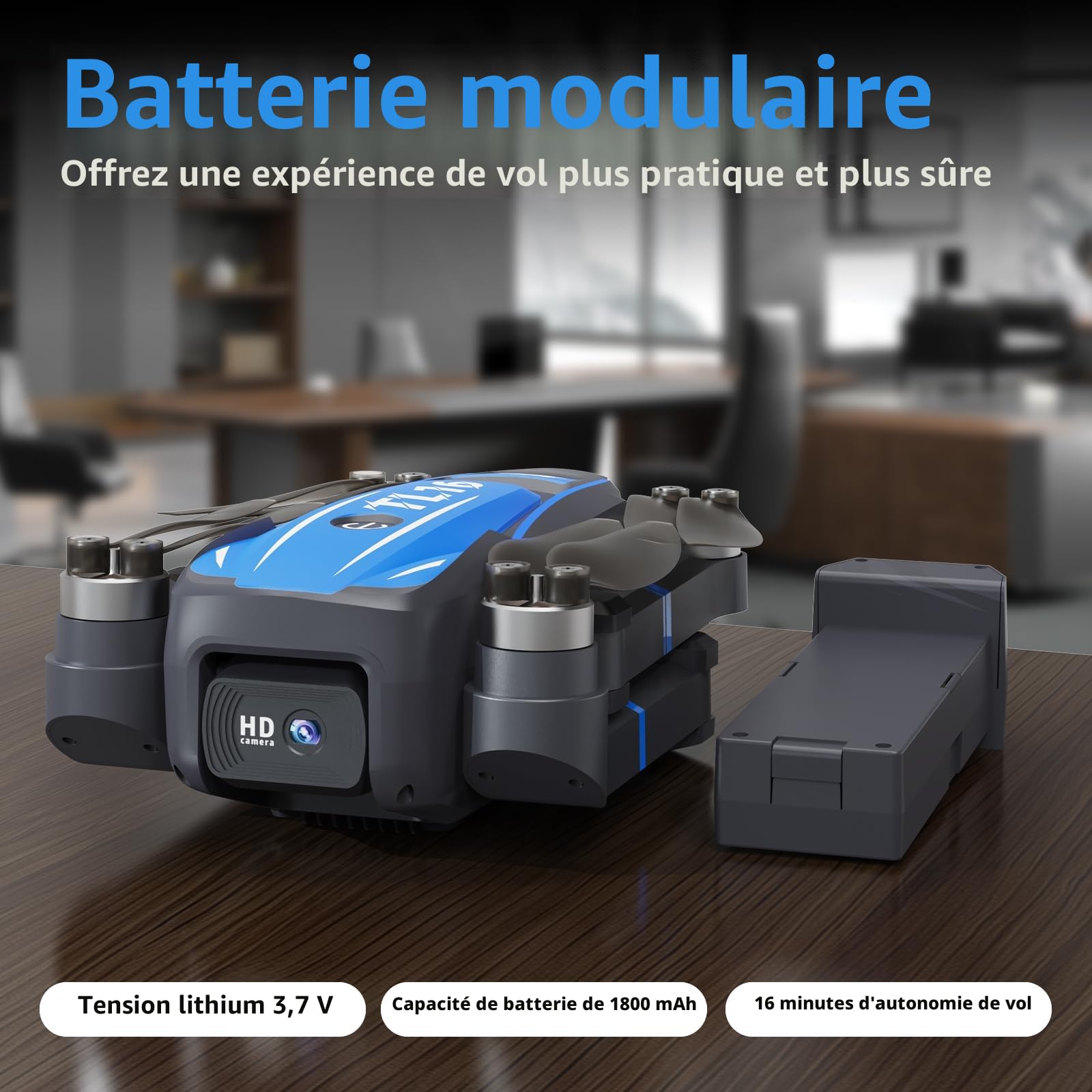 Toladrone Drones à Moteur sans Balais pour Débutants, TL16 Mini Drone avec Caméra 4K RC Quadcopter Pliable pour Adultes, Mode sans Tête Retournement à 360 Maintien de l'altitude, Bleu