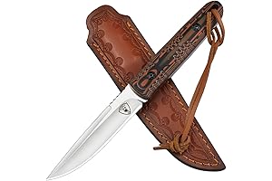 CRKT Hunt'n Fisch Fixed Blade Hunting Knife with Leather Sheath