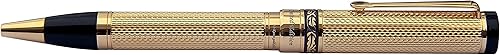 Xezo Tribune Twist Action - Bolígrafo de punta media, latón guilloche chapado en oro de 18 quilates, hecho a mano, edición limitada, serializado