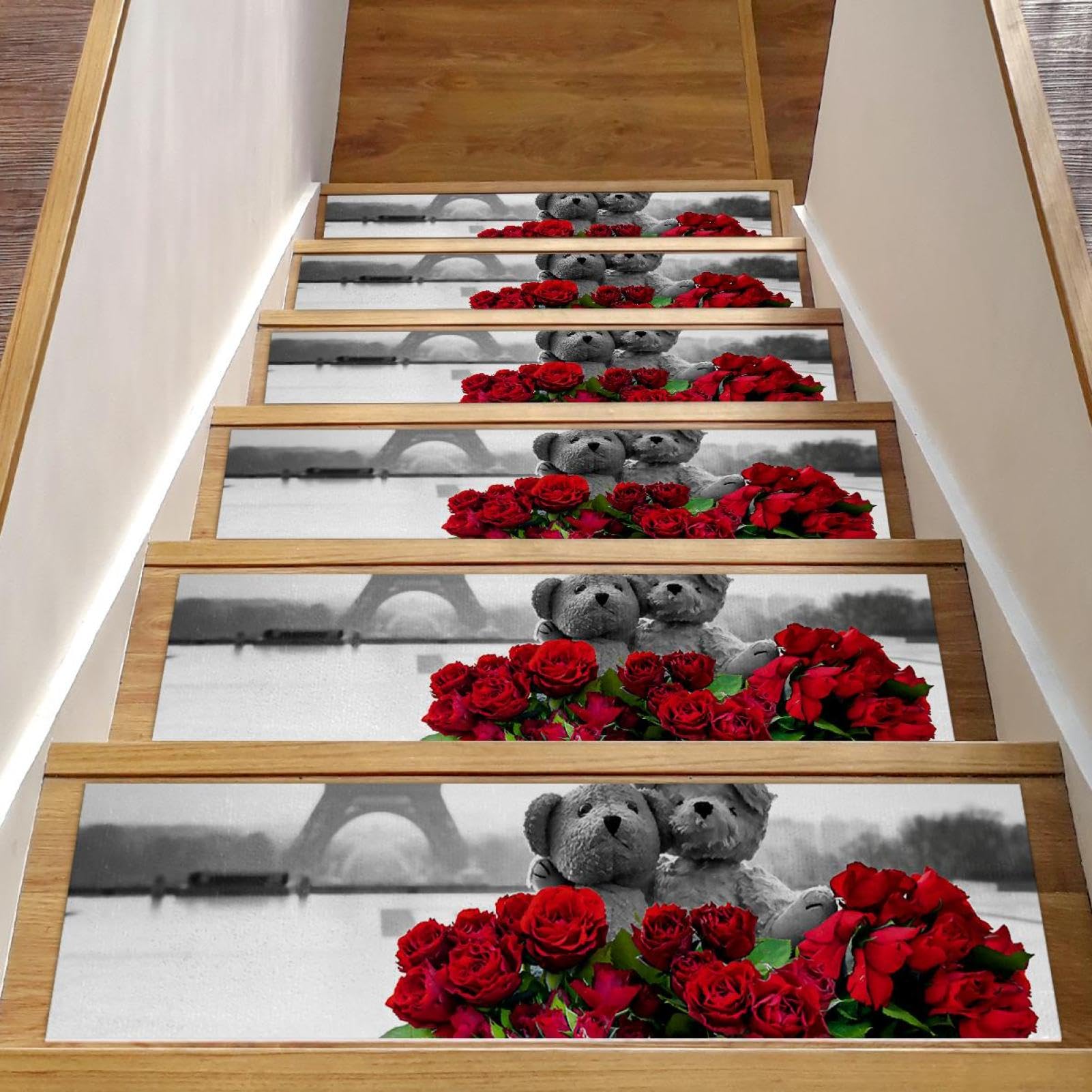 Peldaños de escalera para proteger niños y madera, pack de 15 alfombras decorativas de París