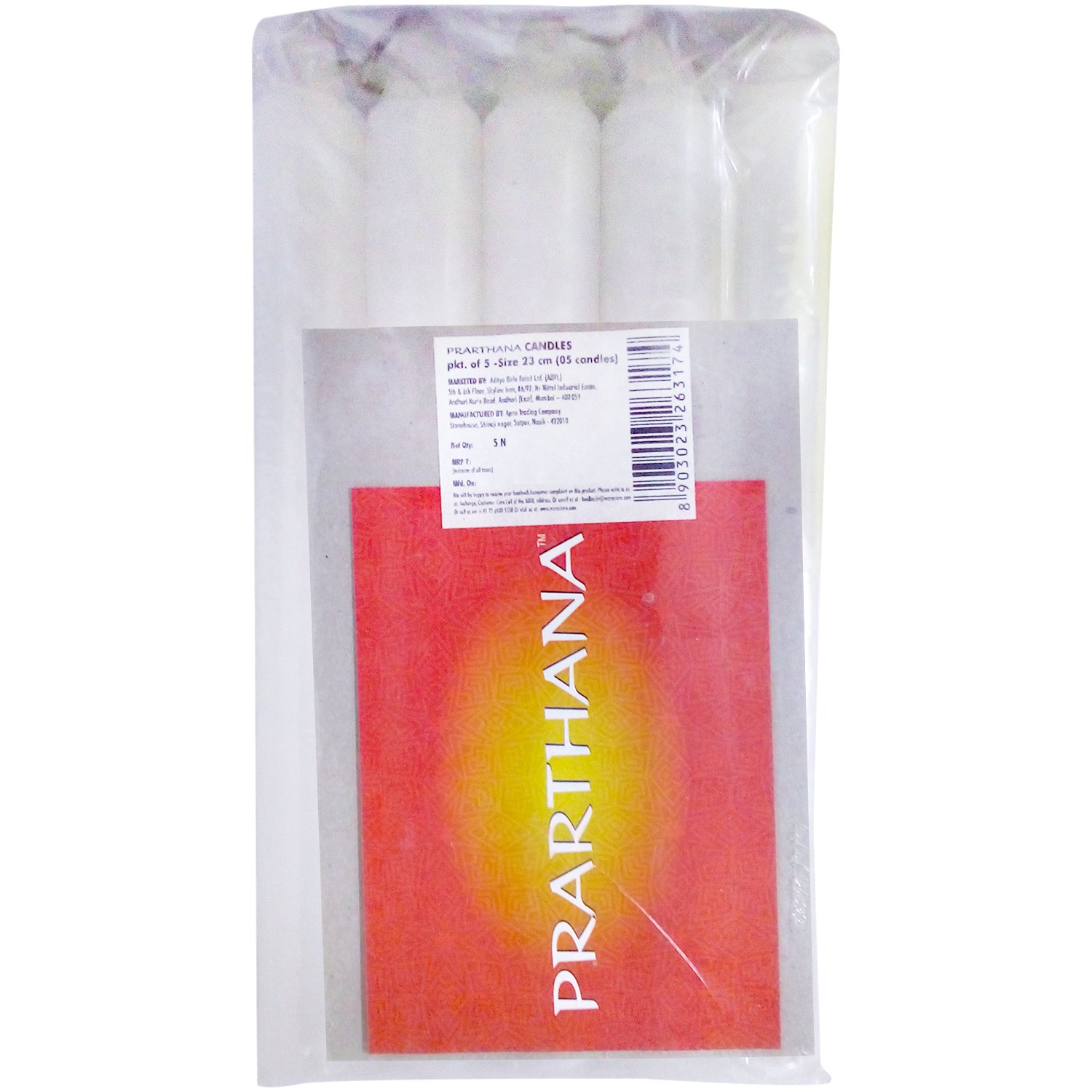 Prarthana Candles, 23 cm, Pack of 5