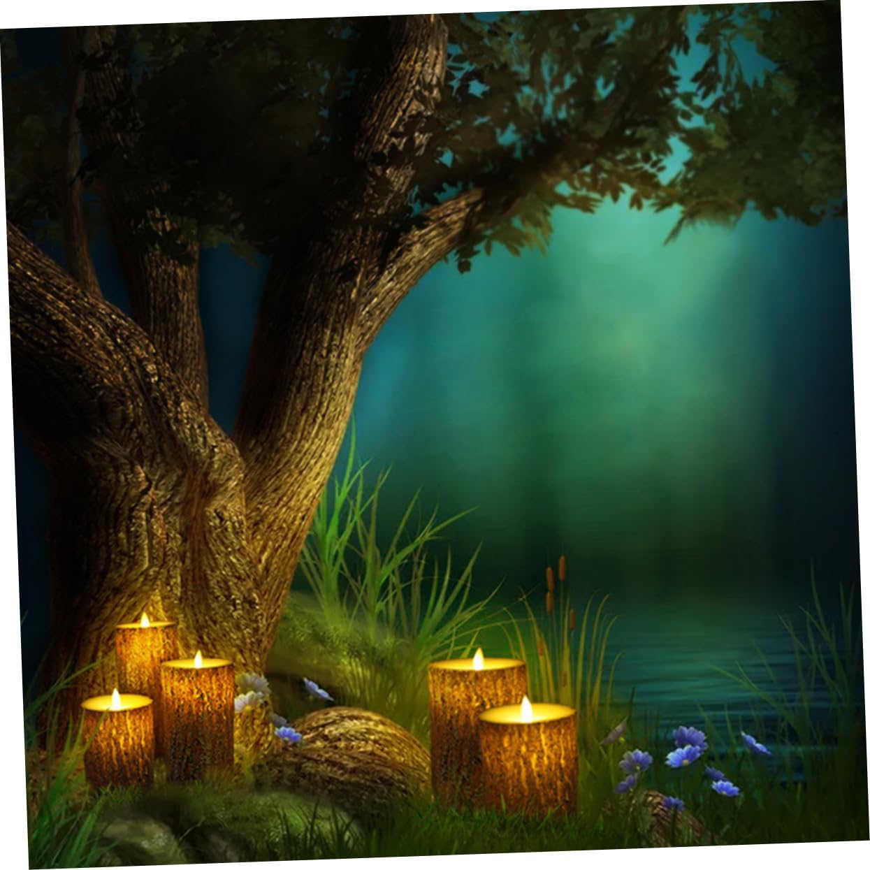 DOITOOL 3pcs Pine Shape Remote Control Led Candle Lights for Romantic Party Decoration Flameless Tealights for Safe Indoor Use Battery Operated Realistic Flickering Effect