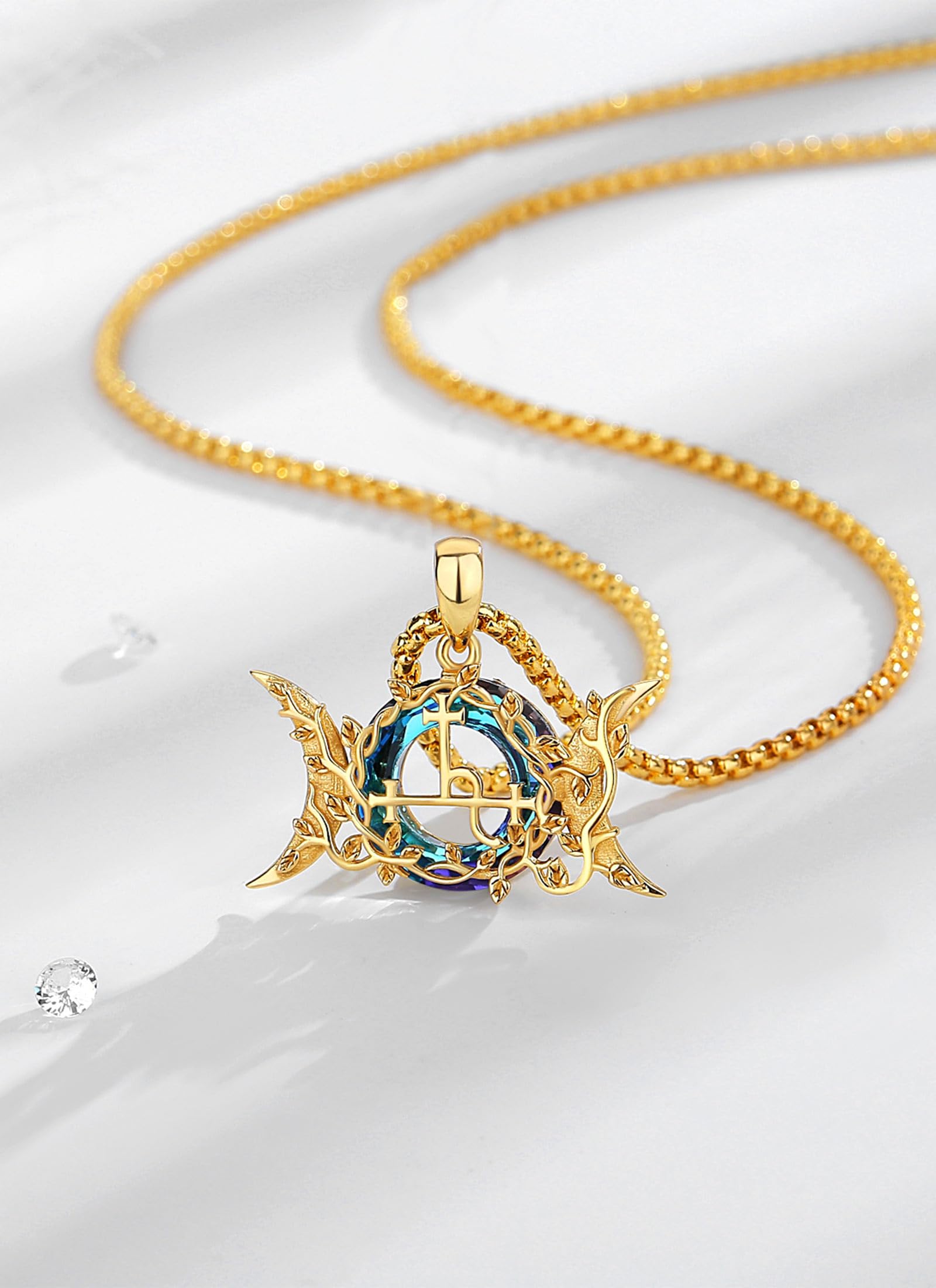 CELESTIA Mondgöttin Siegel der Lilith Halskette Hexe Lilith Kette Silber 925 Wicca Hexen Schmuck Hexerei Amulett Esoterik Geschenk für Frauen Maman Freundin