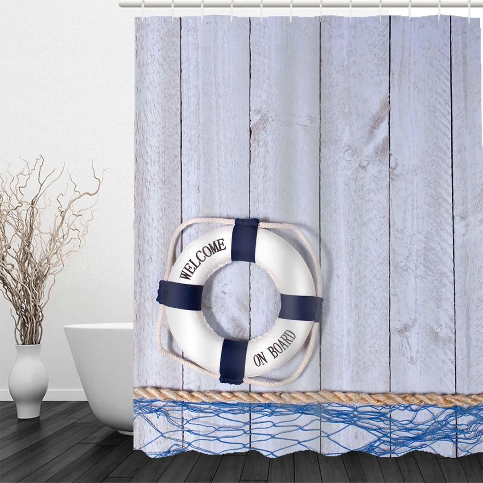 Cortina De Baño Cortina Ducha Portatil Tablero Salvavidas Juego Tela Light Brown 220x180cm