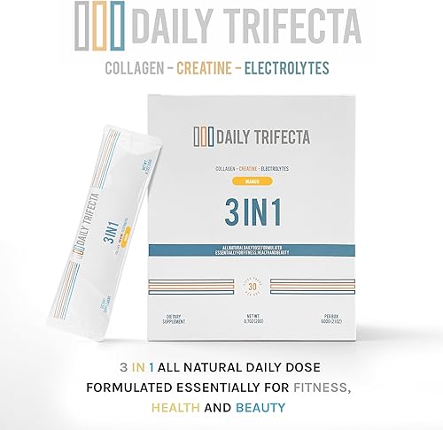 Miniatura 9 de Daily Trifecta 3 en 1 paquetes de colágeno, creatina y electrolitos Colágeno tipo I, monohidrato de creatina, cero azúcar 30 paquetes naturales