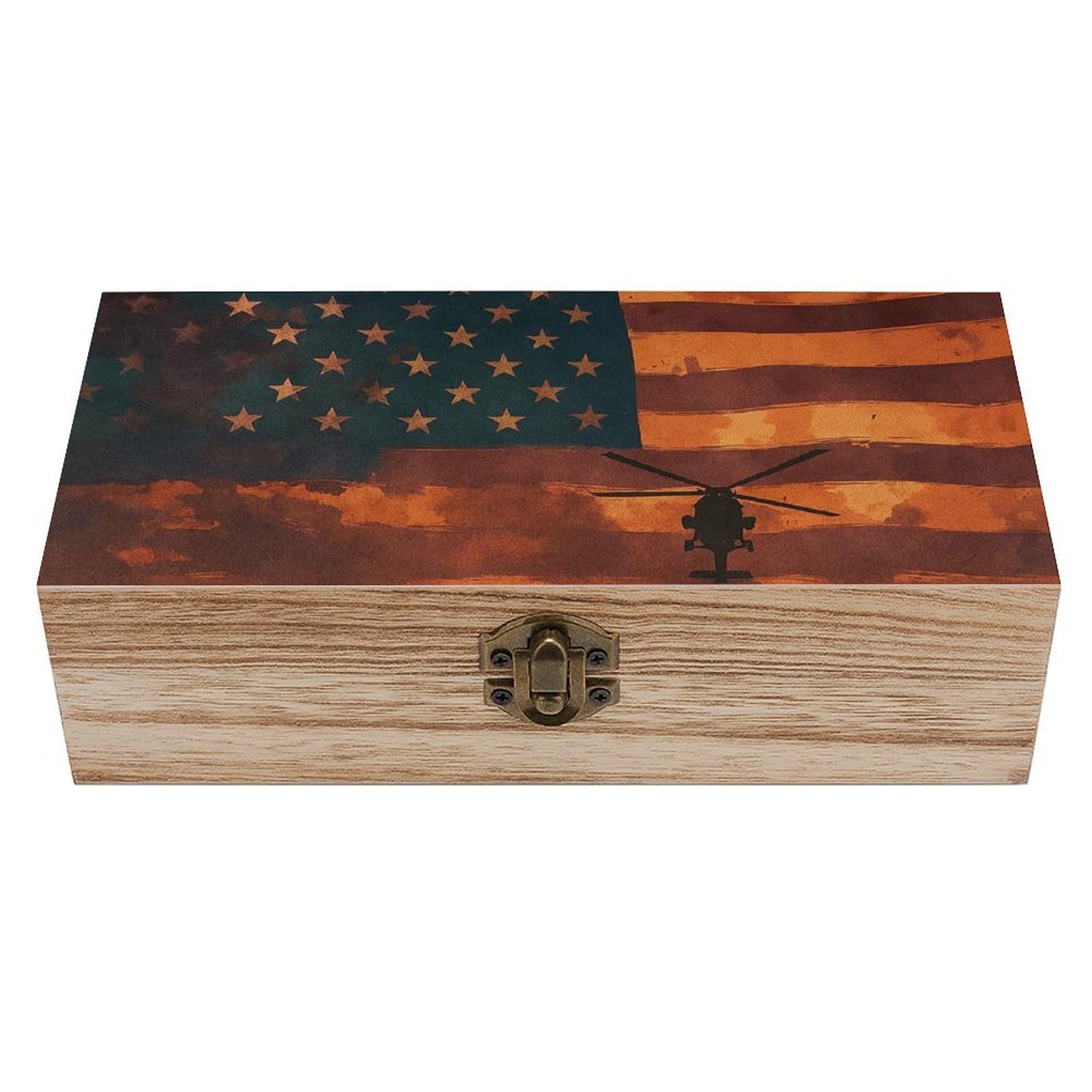 Oudrspo Patriotic Soldier Retro Wooden Storage Box Keepsake Jewelry Decorative Art Storages Box Gift Boxs