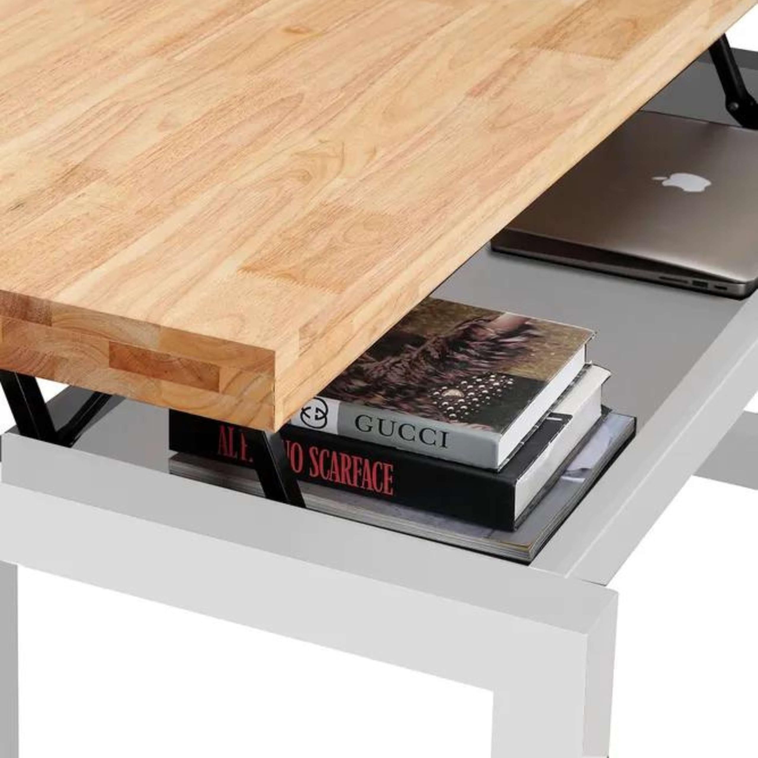 Miroytengo Mesa Centro Elevable Street Nórdico Roble Nordish Y Blanco 120x48x60cm Comedor