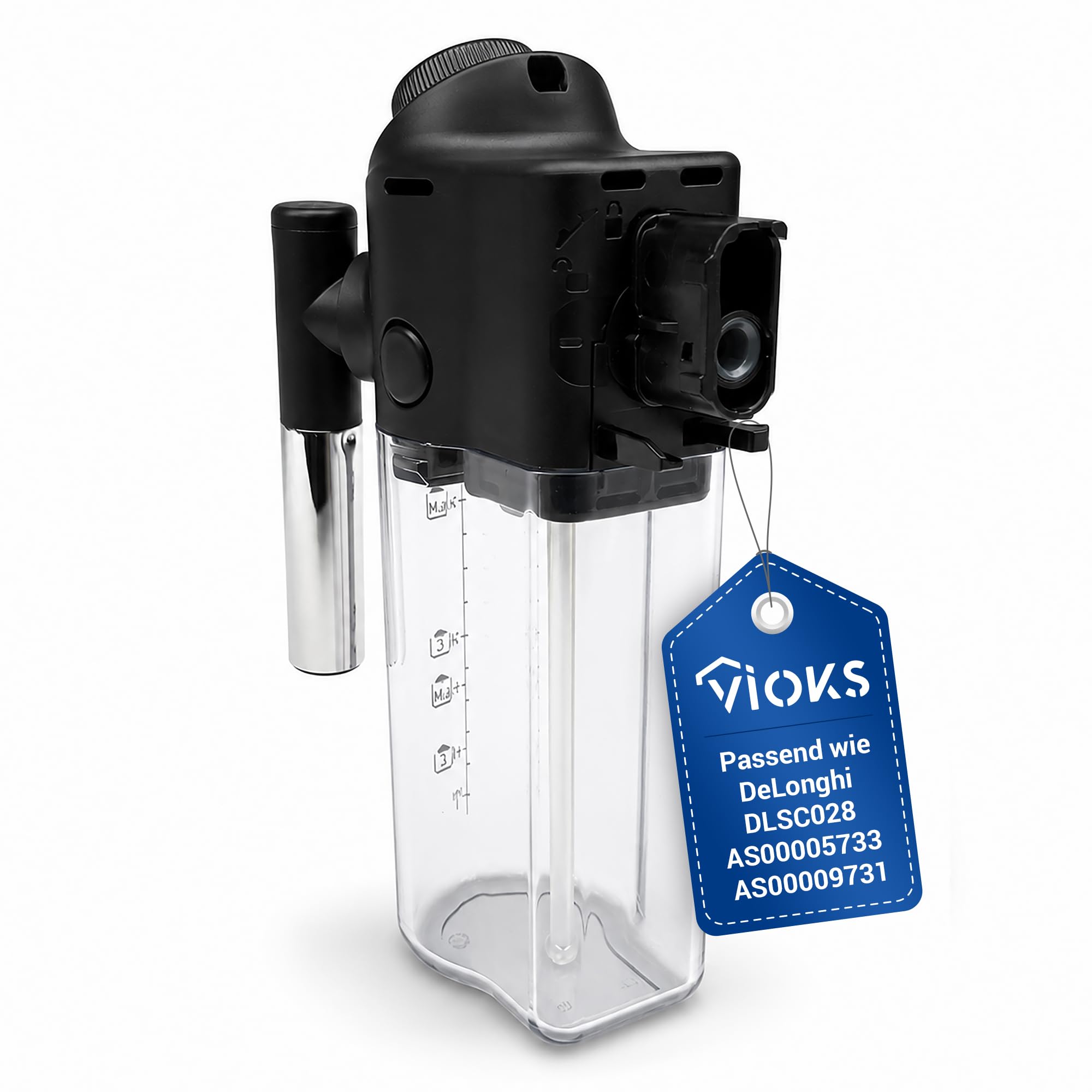 VIOKS Milchbehälter Kaffeemaschine Ersatz für DeLоnghi DLSC028 AS00005733 | Milchkännchen-Aufschäumer Behälter, für LatteCrema-System, Cremigen Milchschaum, Kaffeevollautomat Latteplus Lattepro