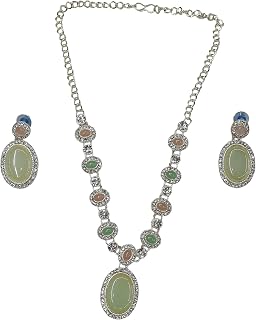 Elegant Emerald Green Pearl & CZ Jewellery Set with Necklace, Earrings | Traditional Wedding Jewelry Set for Women Price In India
