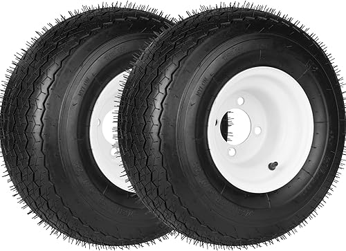 2-Pack 18x8.50-8 Tractor Turf Tire wSteel Rim for Golf Carts, Utility Vehicles, and Riding Lawn Mowers (NHS series), 4 Ply Tubeless, Bore ID-
