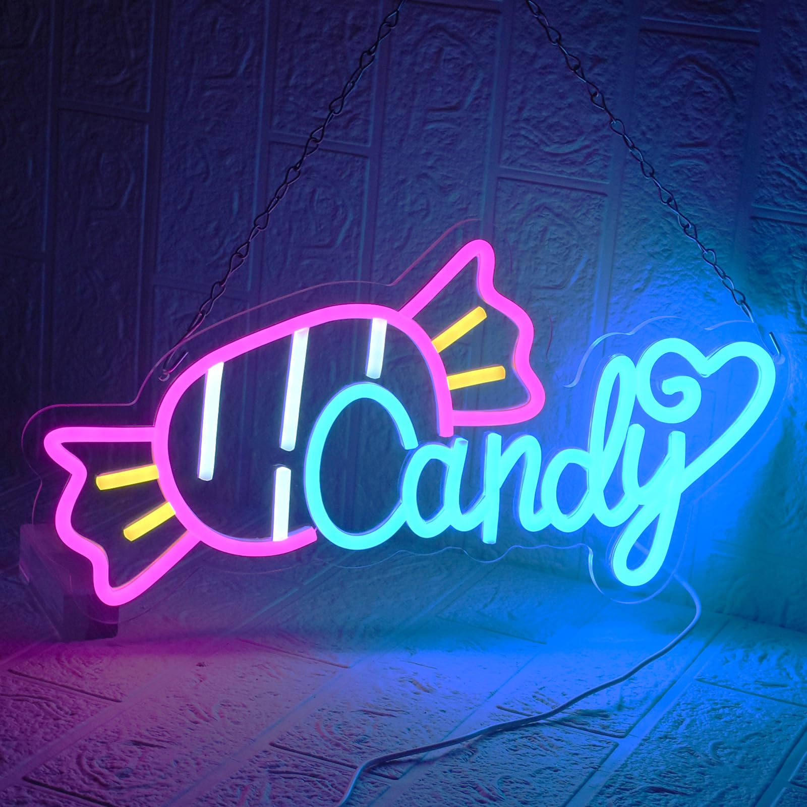 Panneau Néon Candy Enseigne Lumineuse LED pour Décoration Halloween Bar Café Restaurant