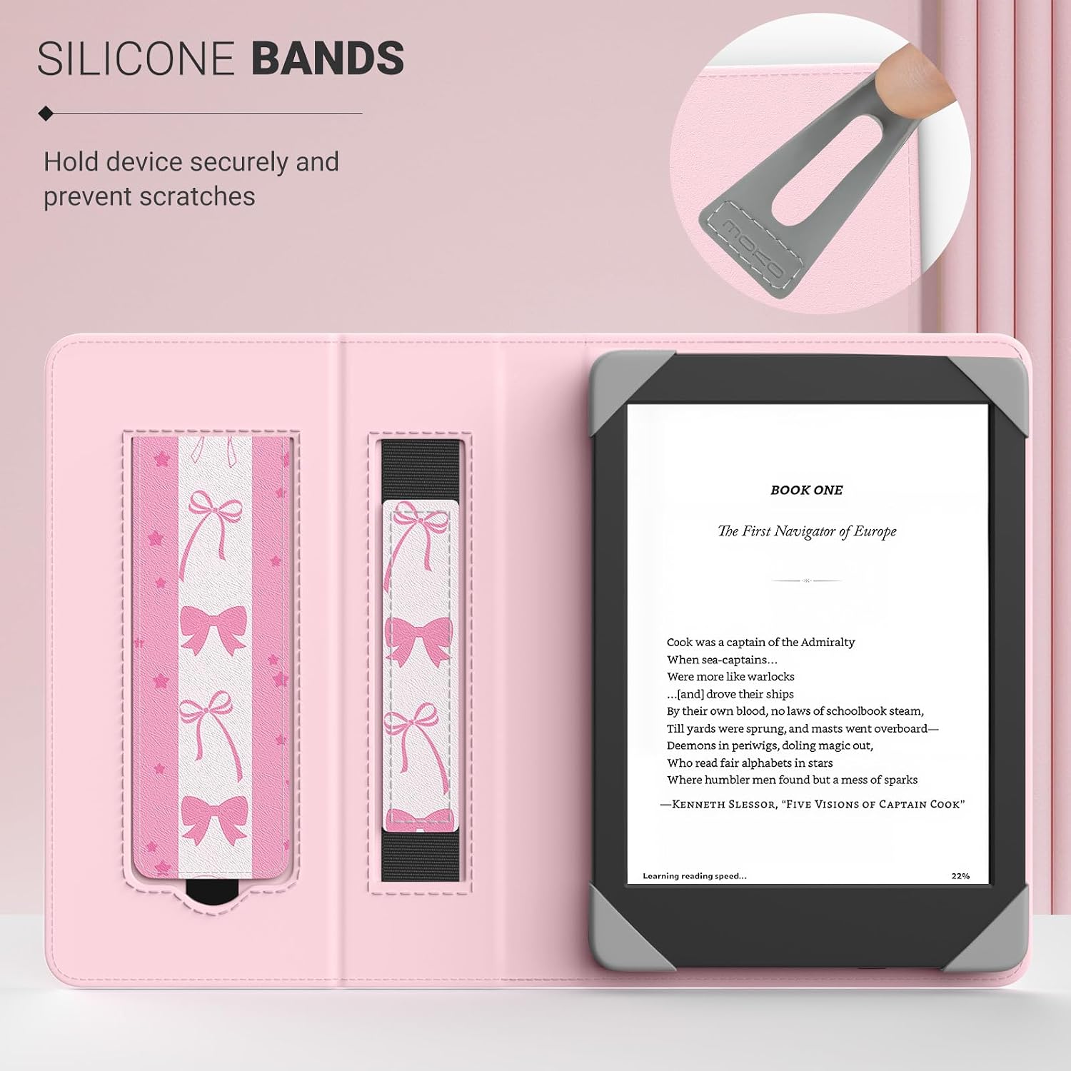 Moko Universal Case for 6 inch eReaders&Tablets, Pink Vertical Bow image 3
