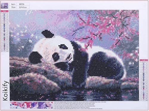 Miniatura 9 de Koikify Kits de pintura de diamantes para adultos, lindo panda 5D, kit de pintura de diamante redondo de taladro completo, manualidades perfectas