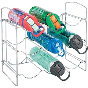 mDesign Metal Wire Free-Standing Water Bottle Rack - Storage Organizer for Kitchen Countertops, Matte Black